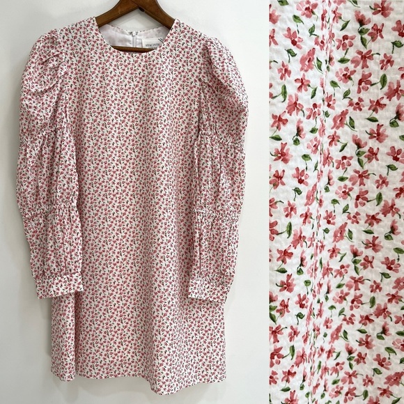 Hyacinth House Textured Floral Puff Sleeve Clemons Floral Mini Dress Size Large - Picture 1 of 14